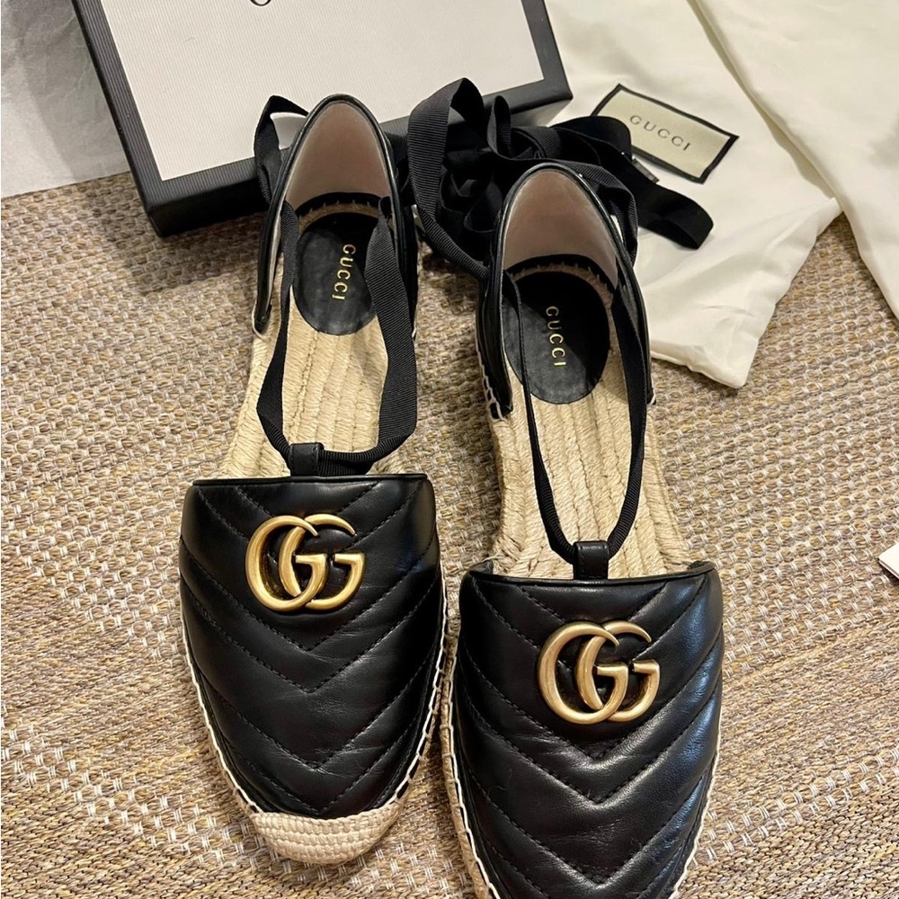 Gucci Black Espadrilles with Gold Accents - Picture 3 of 15